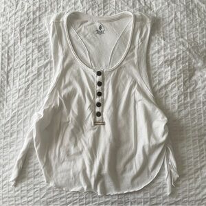 FP Movement White Sleeveless Snap-Down Tank Top